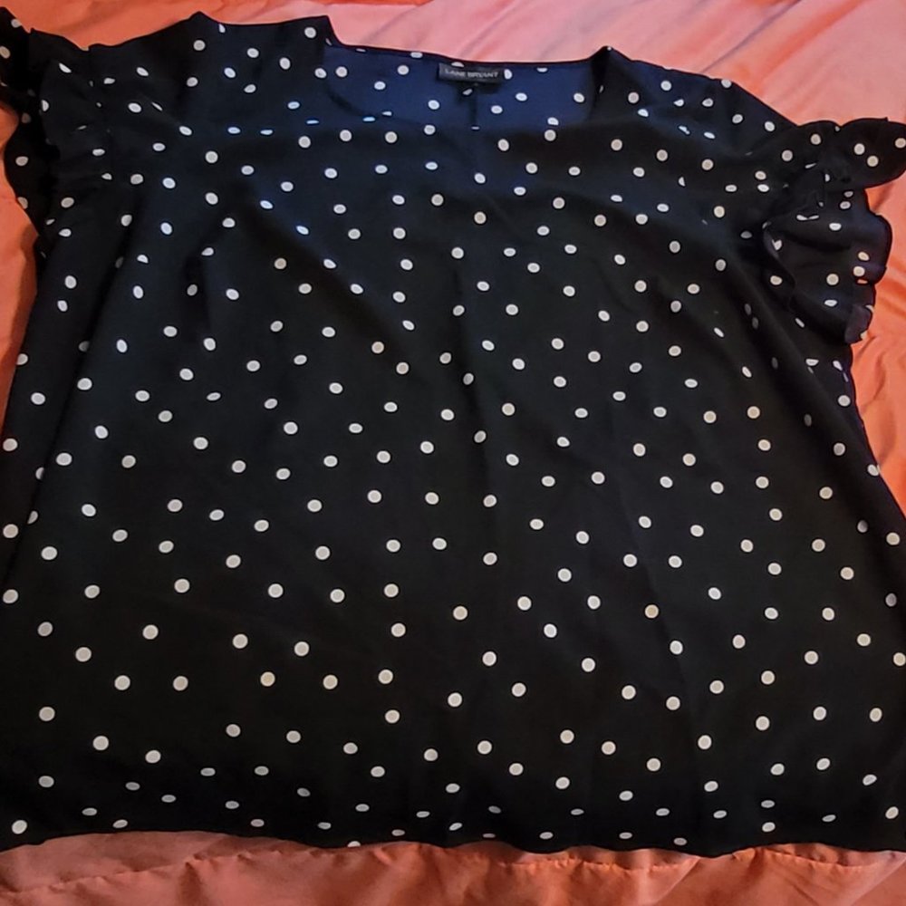 Lane Bryant 18/20 Dark Blue Polka-dot Blouse